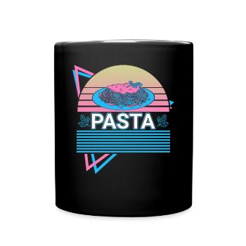 Pasta Retro Nudel Italienisch - Tasse einfarbig - Schwarz - Vorne