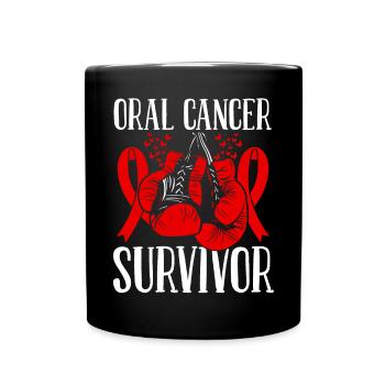 Oral Cancer Month Survivor Ribbon Boxing Gloves - Tasse einfarbig - Schwarz - Vorne