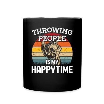 Jiu Jitsu Throwing People Happytime Jujutsu MMA - Full Colour Mug - black - Front