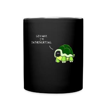 Geh weg Ich bin introvertierte sarkastische Schildkröte - Tasse einfarbig - Schwarz - Vorne