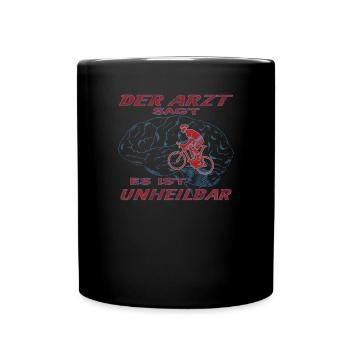 Fahrrad Zubehör Radfahrer Motiv - Tasse einfarbig - Schwarz - Vorne