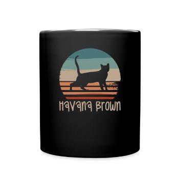 Vintage Retro Havana Brown Cat Lover - Mug uni - noir - Devant