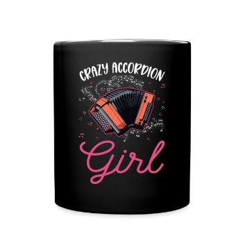 Crazy Accordion Girl Accordionist - Full Colour Mug - black - Front