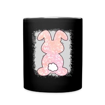Leopardenmuster Gebleichter Osterhase - Tasse einfarbig - Schwarz - Vorne