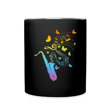 Saxophonist Saxophone Player Saxophone Butterflies - Tasse einfarbig - Schwarz - Vorne