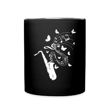 Saxophone Butterflies Saxophone Sax Player Saxopho - Tasse einfarbig - Schwarz - Vorne