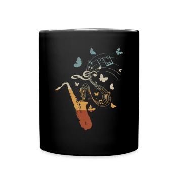 Saxophone Butterflies Sax Player Saxophonist Saxop - Tasse einfarbig - Schwarz - Vorne