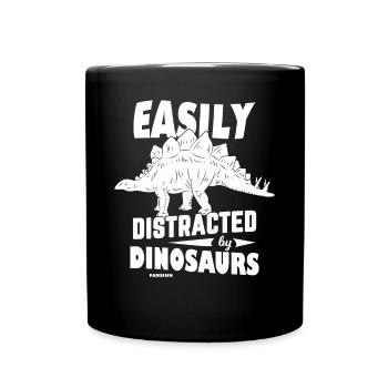Easily Distracted By Dinosaurs - Tasse einfarbig - Schwarz - Vorne