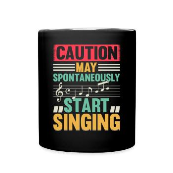 Music Lover - Caution May Spontaneously Start Sing - Full Colour Mug - black - Front
