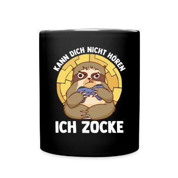 Kann Dich Nicht Hören Ich Zocke Gaming Faultier - Tasse einfarbig - Schwarz - Vorne