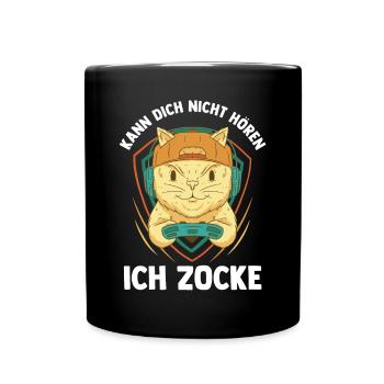 Can't hear you I'm gambling gaming cat - Full Colour Mug - black - Front
