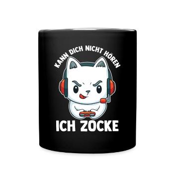Kann Dich Nicht Hören Ich Zocke Gaming Panda - Tasse einfarbig - Schwarz - Vorne