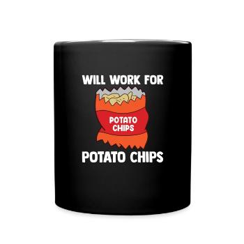 Will Work For Potato Chips - Love Potato Chips - Full Colour Mug - black - Front