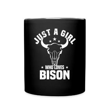 Büffel Bison Ochse Indianer Amerikanisch - Tasse einfarbig - Schwarz - Vorne