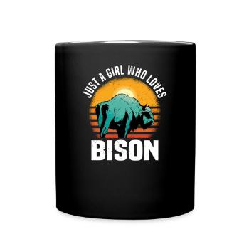 Büffel Bison Ochse Indianer Amerikanisch - Tasse einfarbig - Schwarz - Vorne