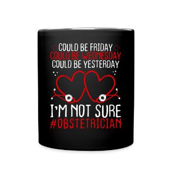 Obstetrician Night Shift Worker Stethoscope - Full Colour Mug - black - Front