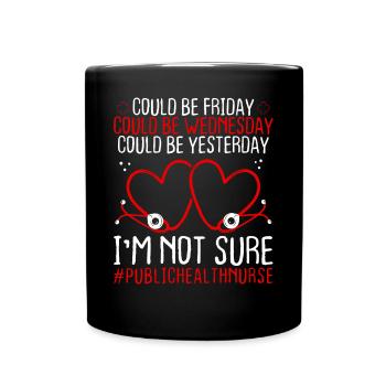 Public Health Nurse Night Shift Stethoscope - Full Colour Mug - black - Front