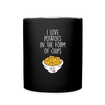 J’aime les pommes de terre sous forme de chips Chips Chips - Mug uni - noir - Devant