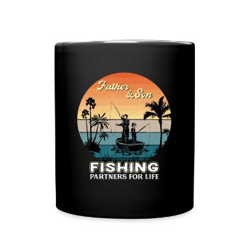 Père et fils partenaires de pêche pour la vie Funny Dad - Mug uni - noir - Devant