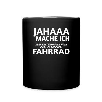 Fahrrad Zubehör Radfahrer Motiv - Tasse einfarbig - Schwarz - Vorne