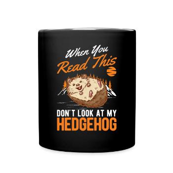 Igel Geschenk Stacheligel - Tasse einfarbig - Schwarz - Vorne