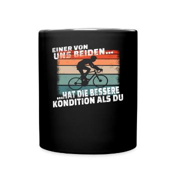 Fahrrad Zubehör Radfahrer Motiv - Tasse einfarbig - Schwarz - Vorne