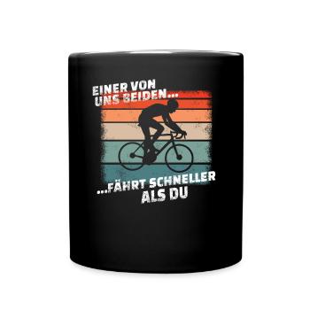 Fahrrad Zubehör Radfahrer Motiv - Tasse einfarbig - Schwarz - Vorne