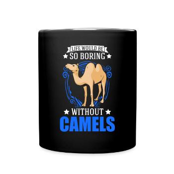 Kamel Geschenk Dromedar Camel Großkamel - Tasse einfarbig - Schwarz - Vorne