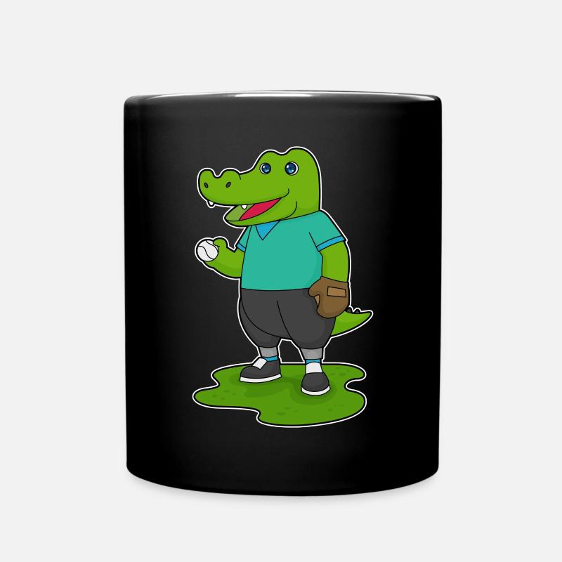 Crocodile Baseball Baseball Glove - Full Colour Mug - black