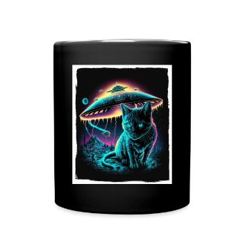 Katze Kätzchen Weltall Alien Planet Astronaut - Tasse einfarbig - Schwarz - Vorne