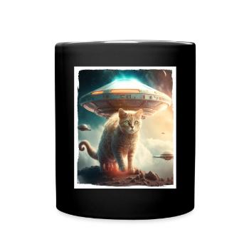 Katze Kätzchen Weltall Alien Planet Astronaut - Tasse einfarbig - Schwarz - Vorne