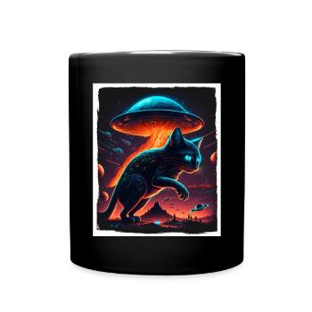 Katze Kätzchen Weltall Alien Planet Astronaut - Tasse einfarbig - Schwarz - Vorne