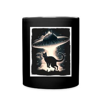Katze Kätzchen Weltall Alien Planet Astronaut - Tasse einfarbig - Schwarz - Vorne