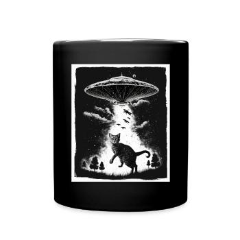 Katze Kätzchen Weltall Alien Planet Astronaut - Tasse einfarbig - Schwarz - Vorne