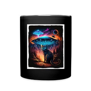 Katze Kätzchen Weltall Alien Planet Astronaut - Tasse einfarbig - Schwarz - Vorne