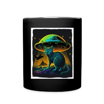 Katze Kätzchen Weltall Alien Planet Astronaut - Tasse einfarbig - Schwarz - Vorne