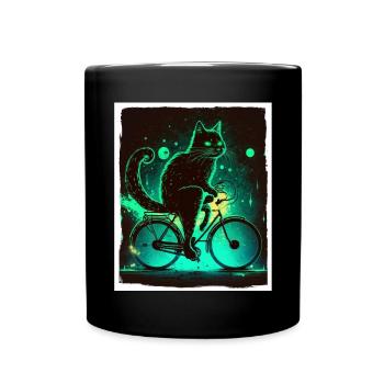 Cat Kitten Bike Bike Illustration abstraite - Mug uni - noir - Devant
