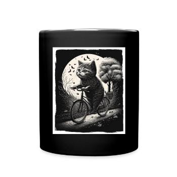 Cat Kitten Bike Bike Illustration abstraite - Mug uni - noir - Devant