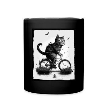 Cat Kitten Bike Bike Illustration abstraite - Mug uni - noir - Devant