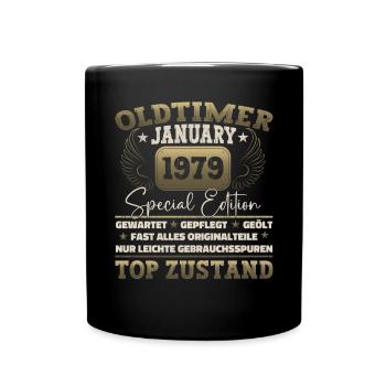 Born 1979 January 44th birthday Gift man - Full Colour Mug - black - Front