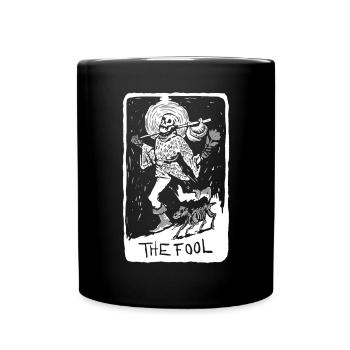 The Fool Skeleton With Dog Tarot Card - Tasse einfarbig - Schwarz - Vorne