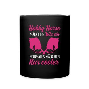 Hobby Horsing Reiterin Reitsport - Tasse einfarbig - Schwarz - Vorne