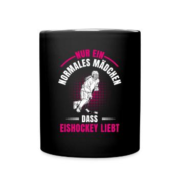 Eishockey Mädchen wie ein normales Mädchen - Tasse einfarbig - Schwarz - Vorne