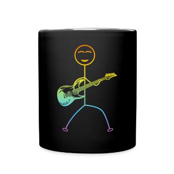 Guitare basse Stick Figure - Drôle de guitariste - Mug uni - noir - Devant