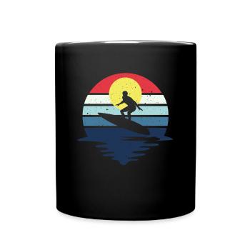Retro Surfer Surfboard Water Sports Water Surfing - Full Colour Mug - black - Front