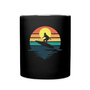Retro Surfer Surfboard Water Sports Water Surfing - Full Colour Mug - black - Front