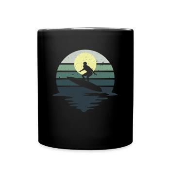 Retro Surfer Surfboard Water Sports Water Surfing - Full Colour Mug - black - Front