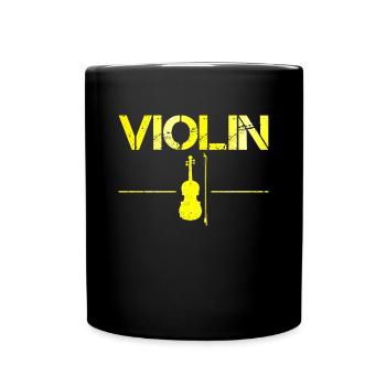 Geige - Tasse einfarbig - Schwarz - Vorne