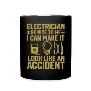 Funny Electrician for Electrical Engineer Lineman - Full Colour Mug - black - Front