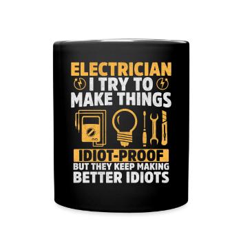 Drôle d’électricien J’essaie de faire des choses pour Electri - Mug uni - noir - Devant